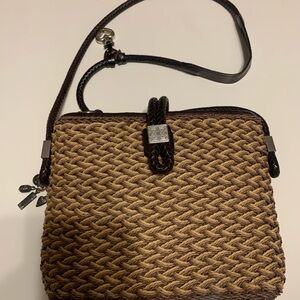Elegant Brown Braided Crossbody Bag